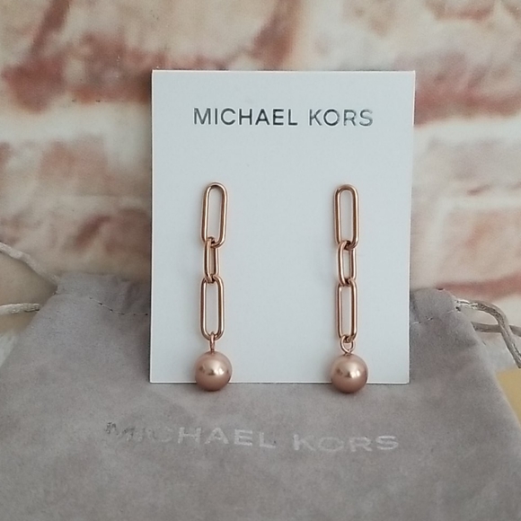 New Michael Kors Pearl Drop Earrings - Picture 2 of 6